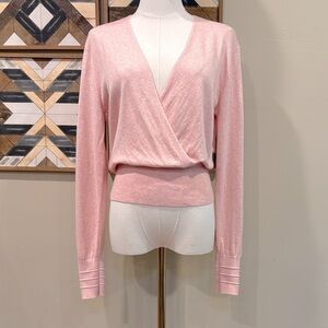 Lululemon Crossover Ribbed Waist Sweater Cotton Cashmere Heathered Dew Pink 4